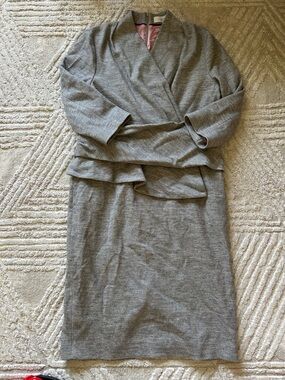 The fold Gray Women's wool Dress -